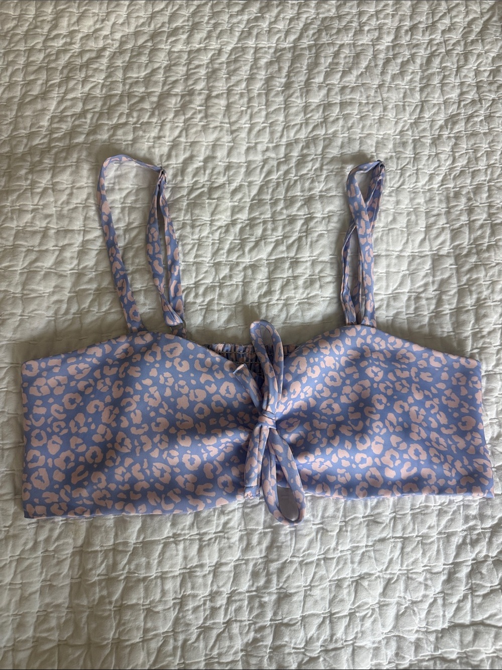 RESA Lilac and Pink Leopard Print Tie-Front Bikini Top